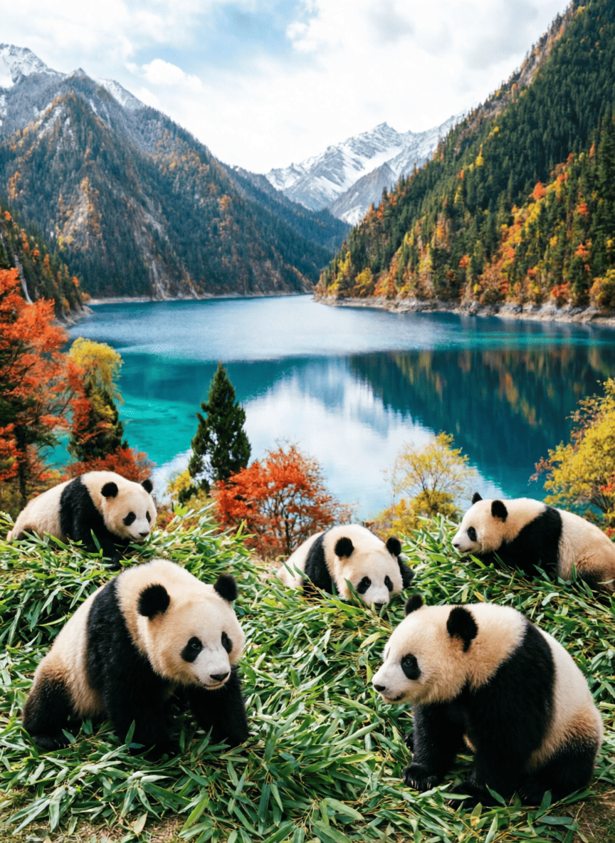 Chengdu (Pusat Penangkaran Panda & Jiuzhaigou)